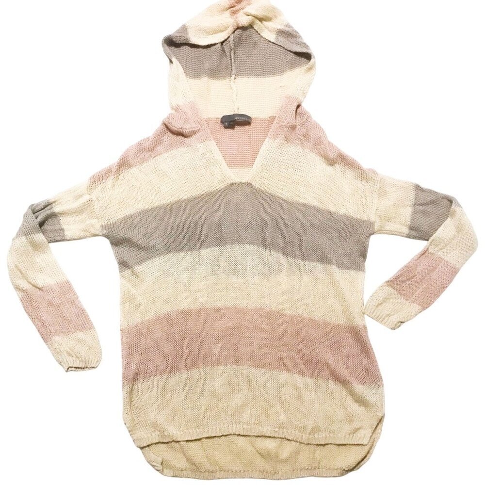 360 Sweater striped linen hoodie sweater, Size S, pastel